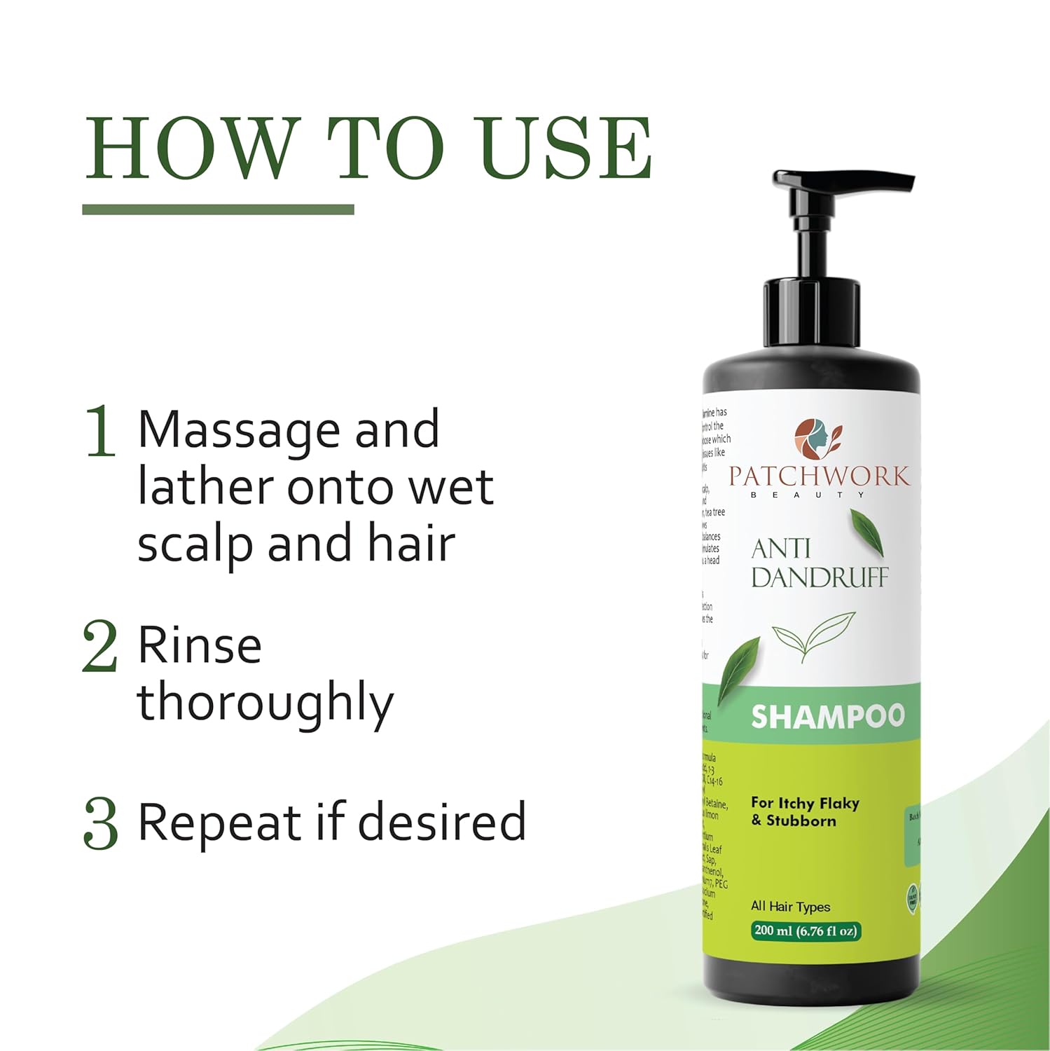 Patchwork Beauty Anti Dandruff Shampoo, For Itchy Flaky & Stubborn, All Hair Types, 200ml