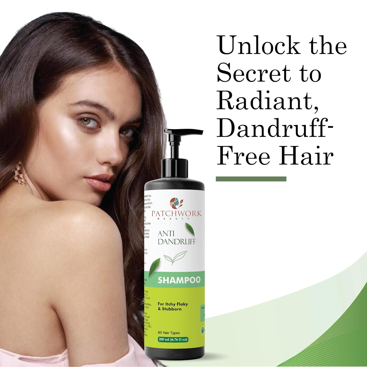Patchwork Beauty Anti Dandruff Shampoo, For Itchy Flaky & Stubborn, All Hair Types, 200ml