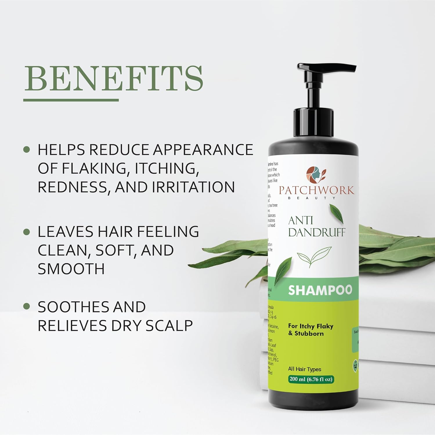 Patchwork Beauty Anti Dandruff Shampoo, For Itchy Flaky & Stubborn, All Hair Types, 200ml
