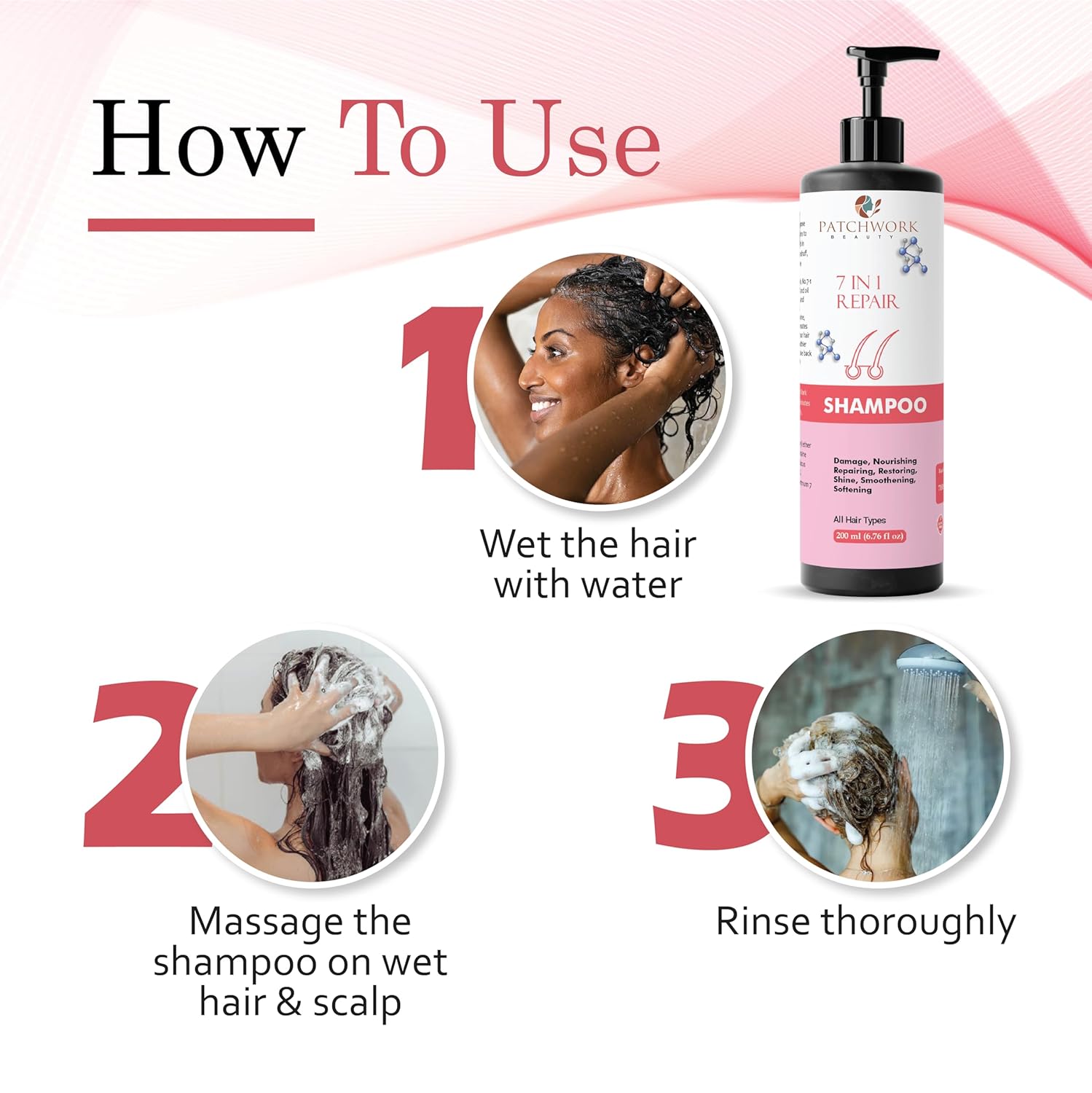Patchwork Beauty 7 in 1 Repair Shampoo, All Hair Types, Nourishing, Restoring, Smoothening, 200ml