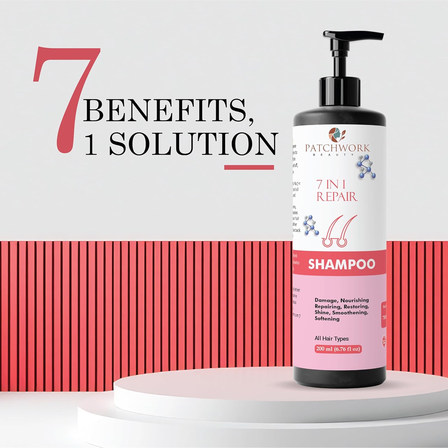 Patchwork Beauty 7 in 1 Repair Shampoo, All Hair Types, Nourishing, Restoring, Smoothening, 200ml