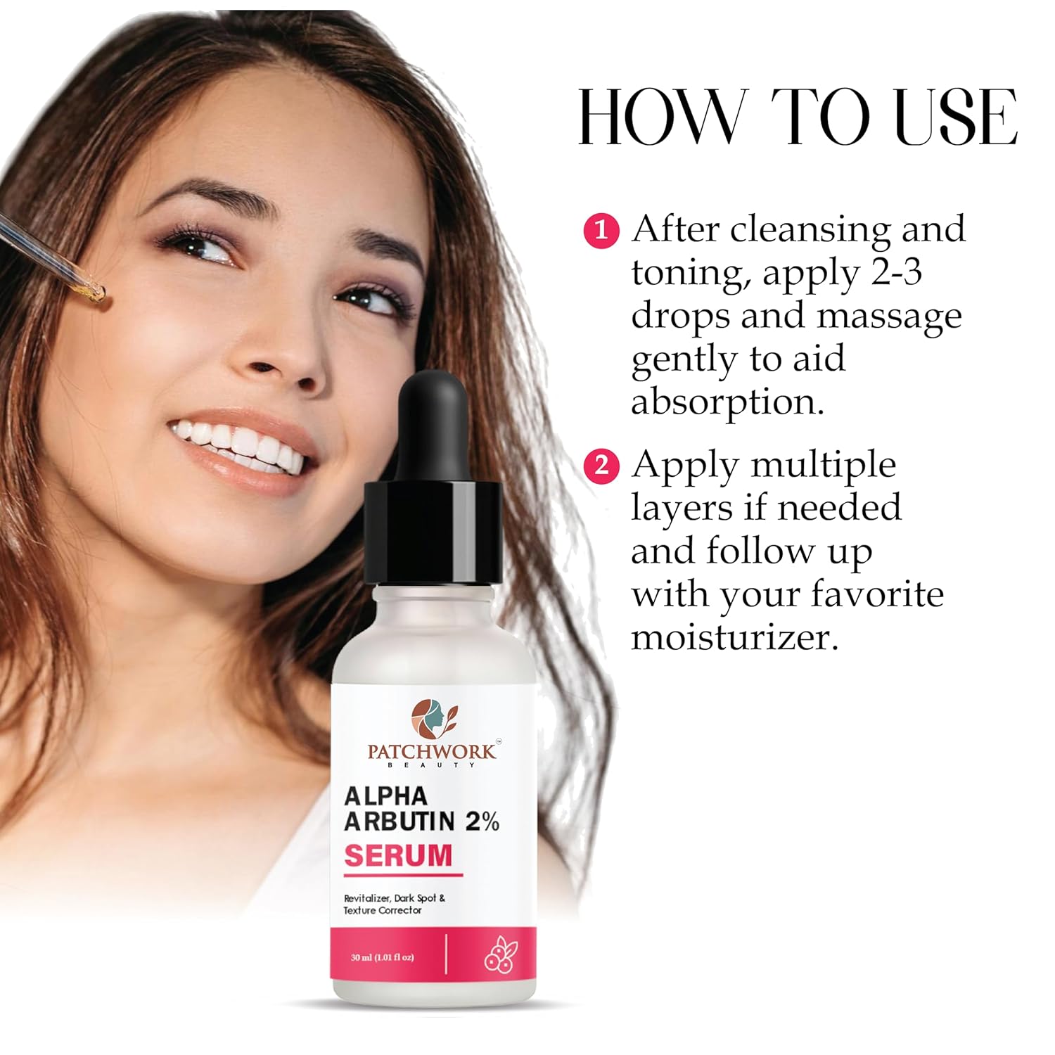 Patchwork Beauty Alpha Arbutin 2% Serum, Dark Spot Corrector and Revitalizer, 30 ml