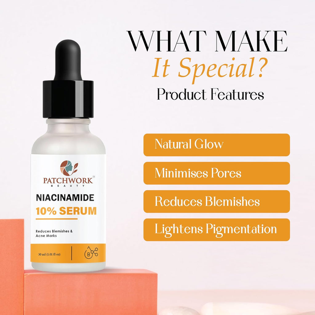 Patchwork Beauty Niacinamide 10% Serum, 30 ml, Reduces Blemishes and Acne Marks
