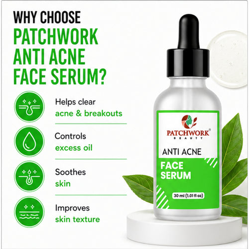 Patchwork Beauty Anti Acne Face Serum for Oil Control and Clear Skin Lightweight Daily Skin Care for Pore Care Smooth Texture and Balanced Skin Suitable for Acne Prone Skin 30ml