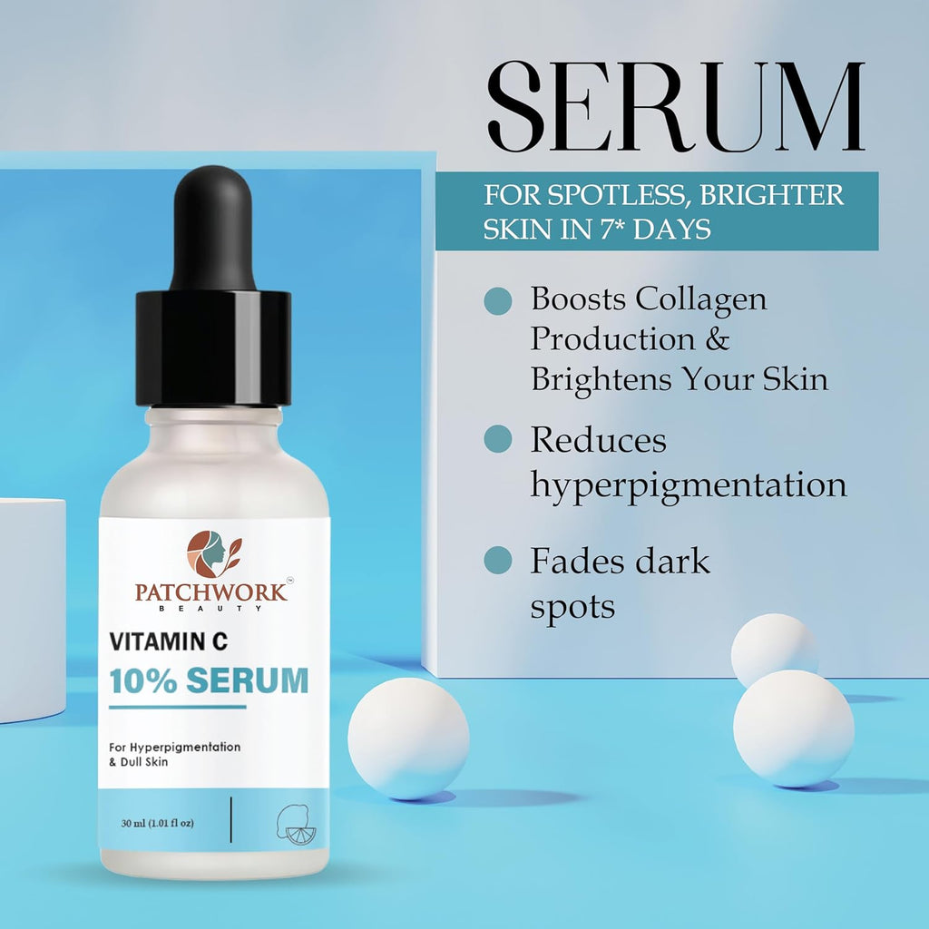 Patchwork Beauty Vitamin C 10% Serum for Hyperpigmentation and Dull Skin, 30 ml