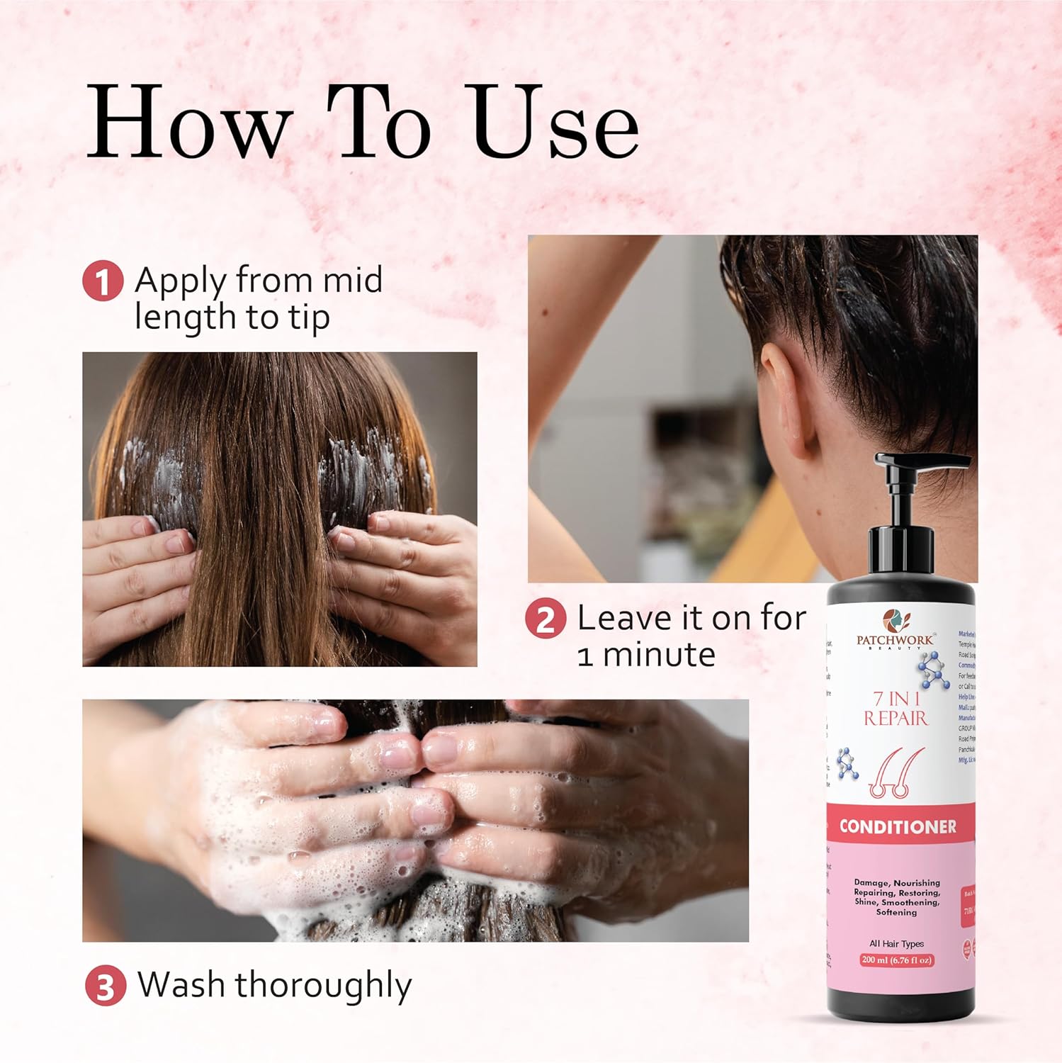Patchwork Beauty Conditioner, Anti Hair Fall, Frizz-Free, Boosts Hair Growth, All Hair Types, 200 ml (7 in 1 Repair Conditioner)