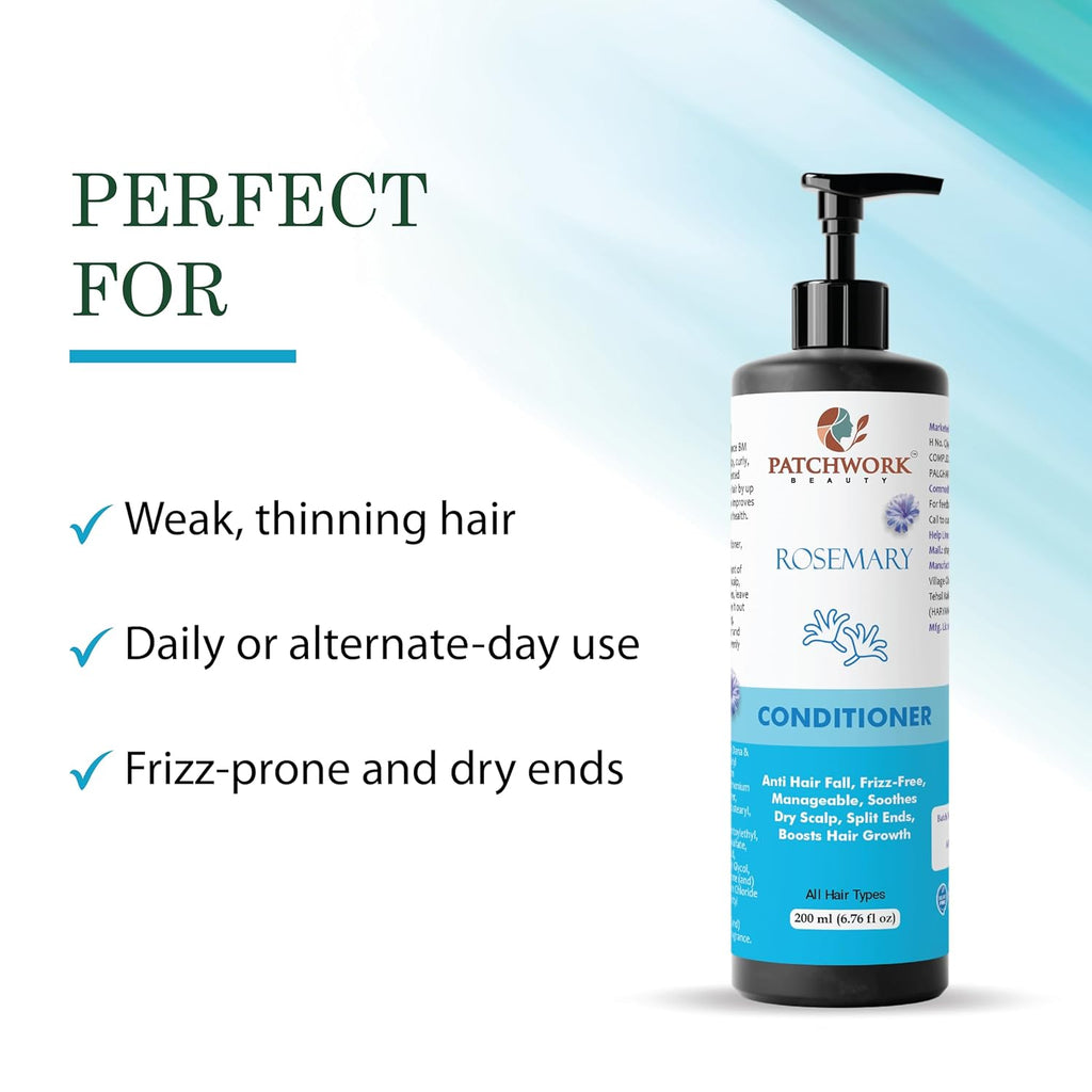 Patchwork Beauty Conditioner, Anti Hair Fall, Frizz-Free, Boosts Hair Growth, All Hair Types, 200 ml (Rosemary Conditioner)