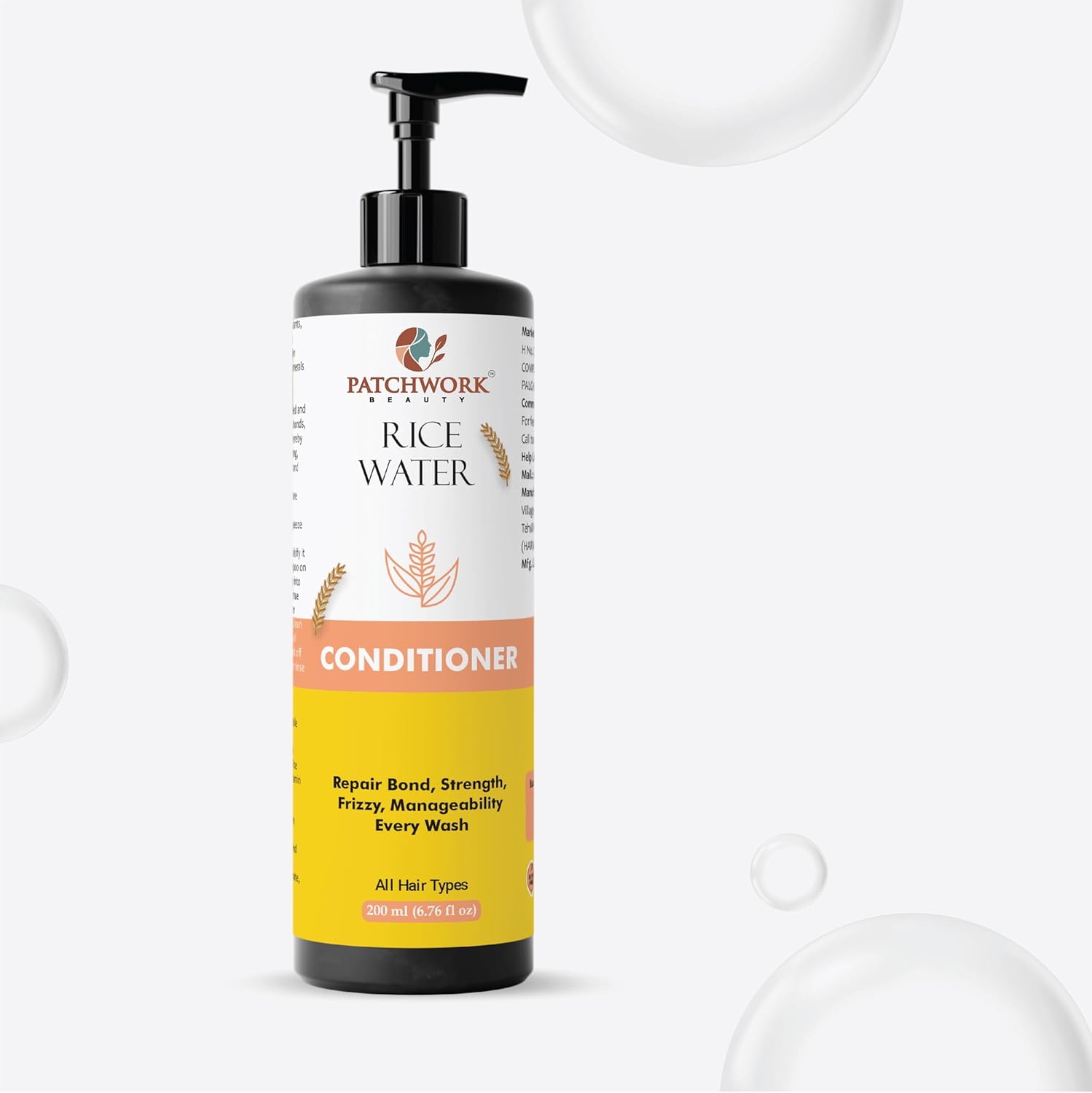 Patchwork Beauty Conditioner, Anti Hair Fall, Frizz-Free, Boosts Hair Growth, All Hair Types, 200 ml (Rice Water Conditioner)