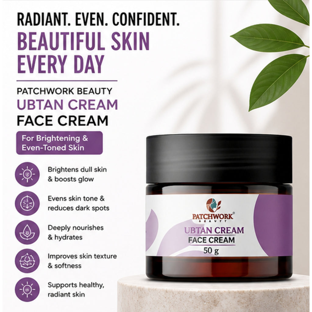 Patchwork Beauty Ubtan Face Cream for Brightening and Smooth Skin Hydrating Daily Skin Care for Even Tone Glow and Soft Texture Traditional Skin Care Formula 50g