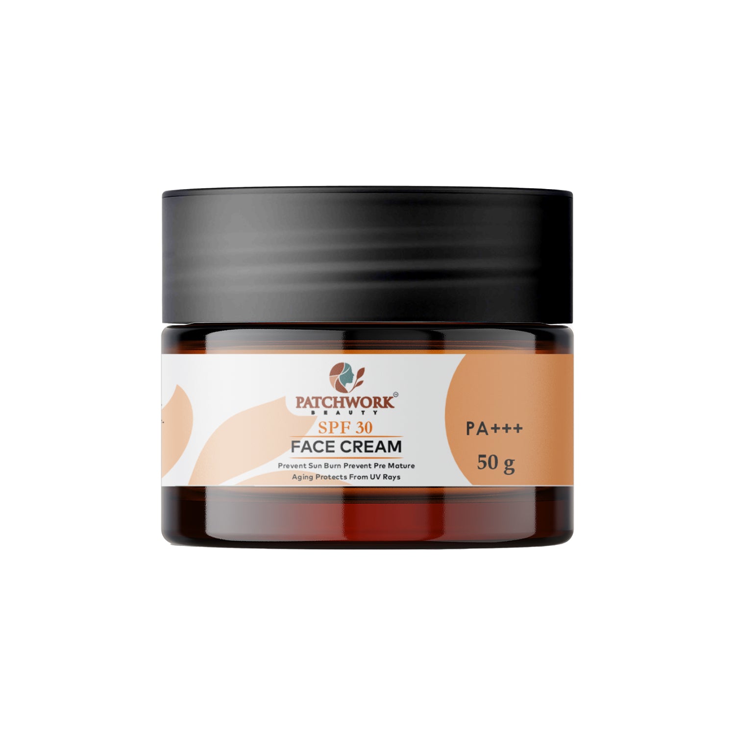 Patchwork Beauty SPF 30 Face Cream PA+++ for Sun Protection and Hydration Lightweight Daily Skin Care Moisturizer for UV Defense Smooth Soft and Protected Skin 50g