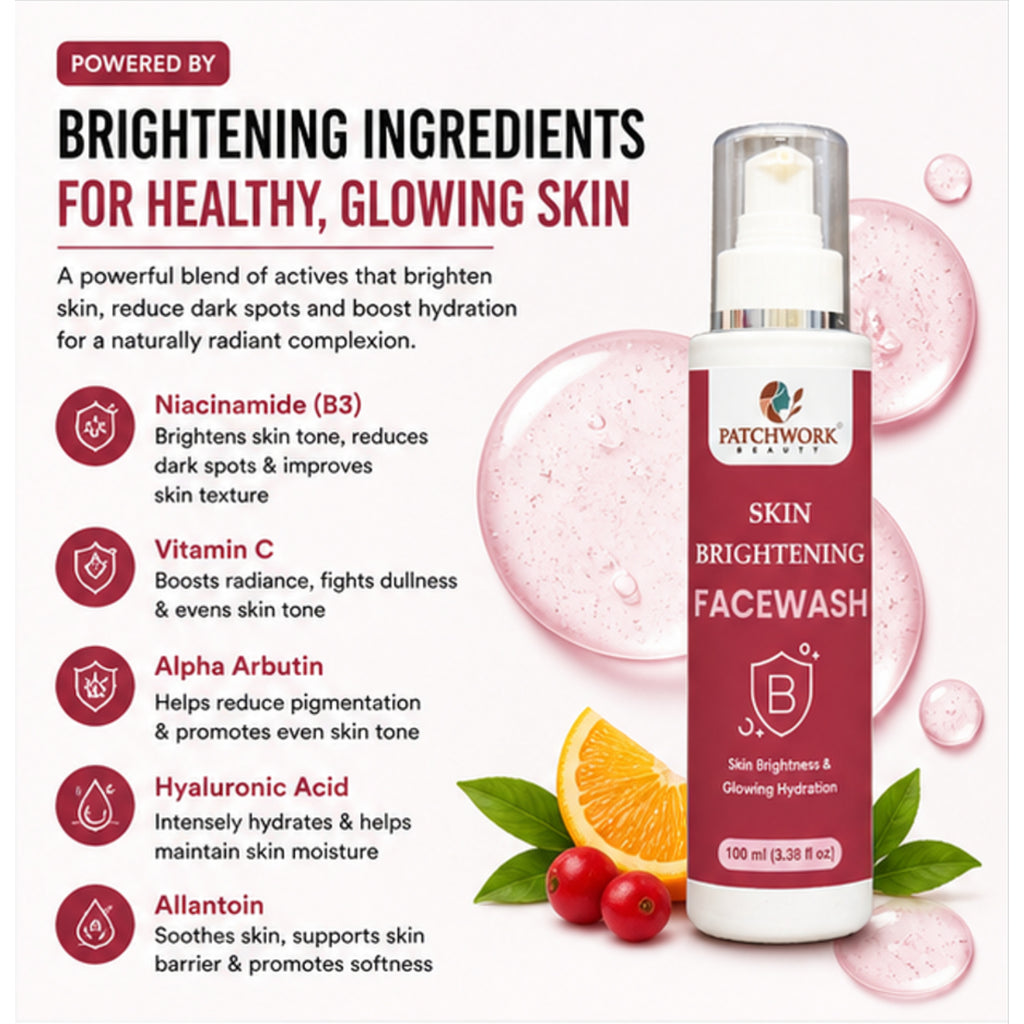 Patchwork Beauty Skin Brightening Face Wash for Radiant Glow and Hydration Gentle Deep Cleansing Daily Skin Care for Dull Uneven Skin Smooth Fresh Look 150ml
