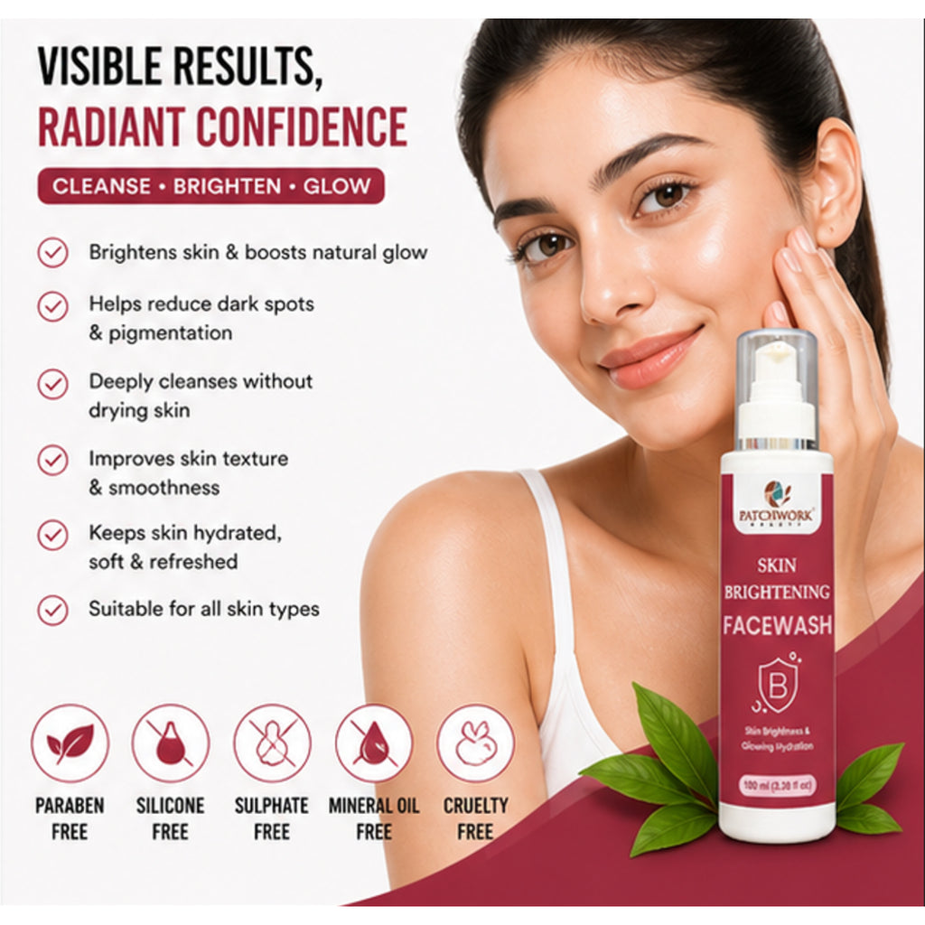 Patchwork Beauty Skin Brightening Face Wash for Radiant Glow and Hydration Gentle Deep Cleansing Daily Skin Care for Dull Uneven Skin Smooth Fresh Look 150ml