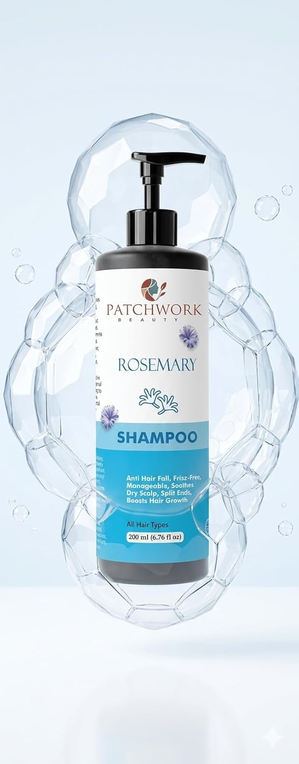 Patchwork Beauty Rosemary Hair Growth Shampoo, Anti Hair Fall, Frizz-Free, All Hair Types, 200ml